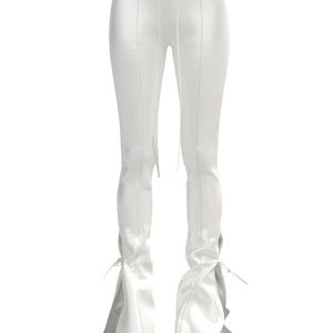 White faux leather statement pants